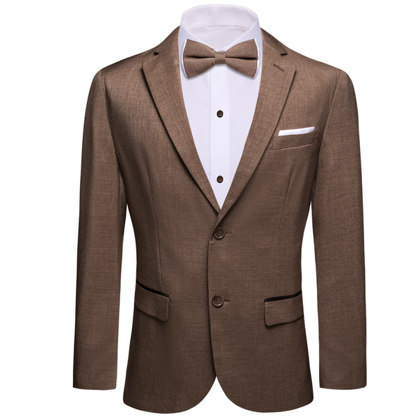 classic solid silk brown suit for men