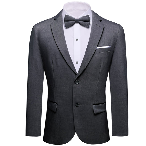 business fashion silk mens solid dark grey suit jacket top 