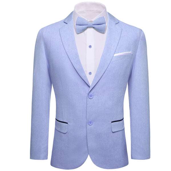 fashion 2-button up slim slim solid color Light Sky Blue suit jacket