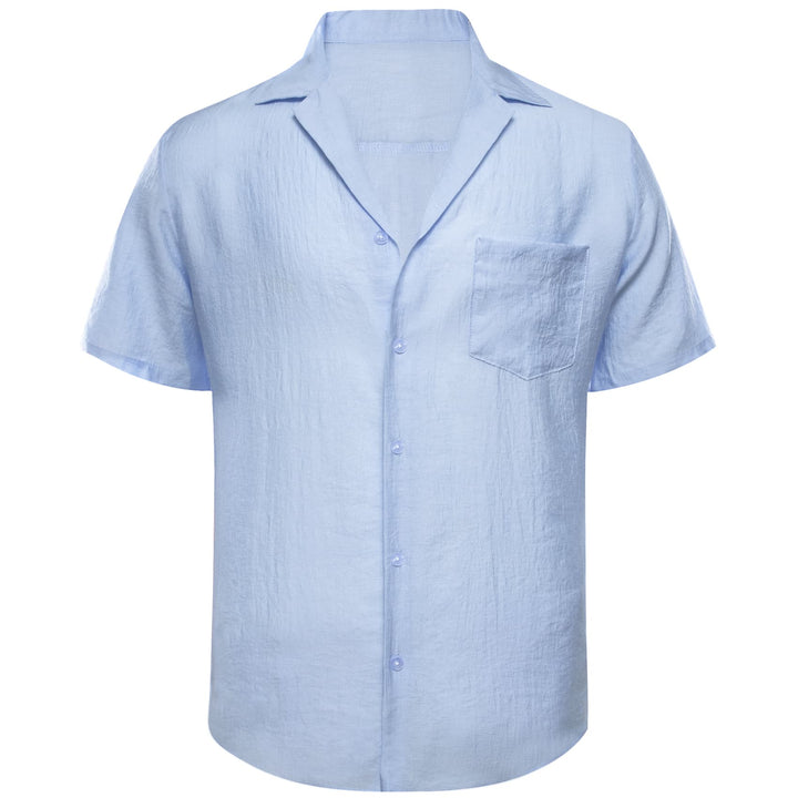 Arctic Blue Solid mens short sleeve button ups shirts