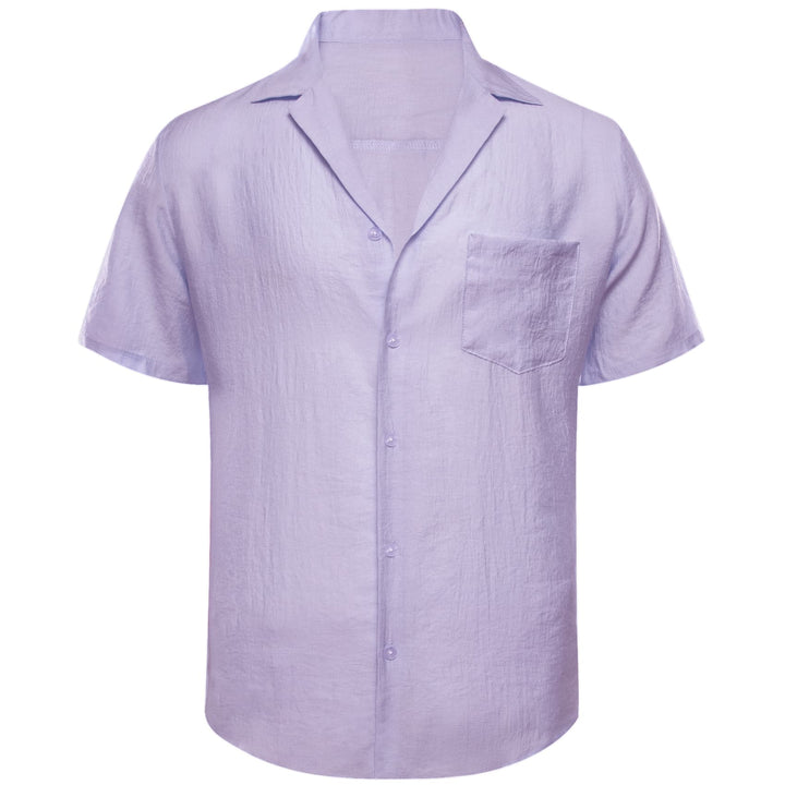 Thistle Purple Solid short sleeve button down shirt