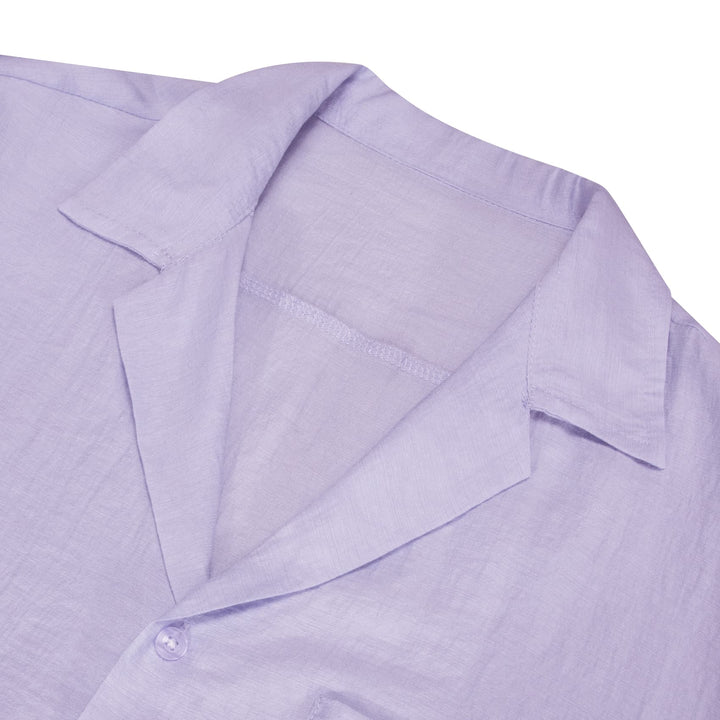 Thistle Purple Solid business dress short sleeve shirt for men