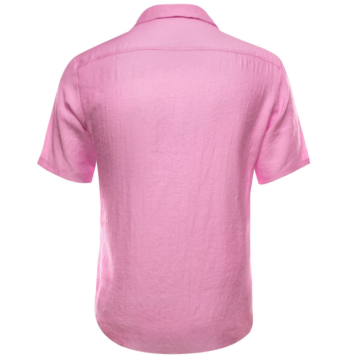 Taffy Pink Solid Notched Collar Button Down shirt short sleeve shirts