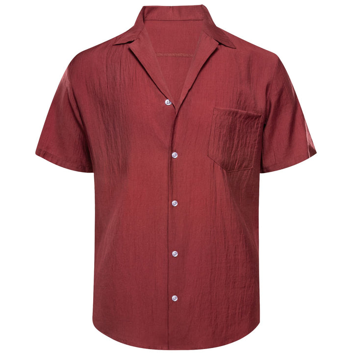 mens short sleeve button downs red shirt