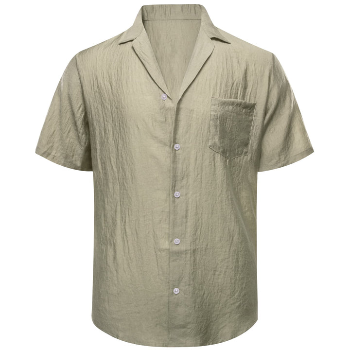 solid Sage Green silk mens short sleeve button up shirts