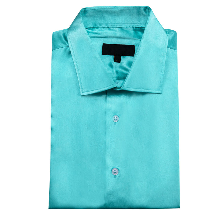 mens blue satin shirt