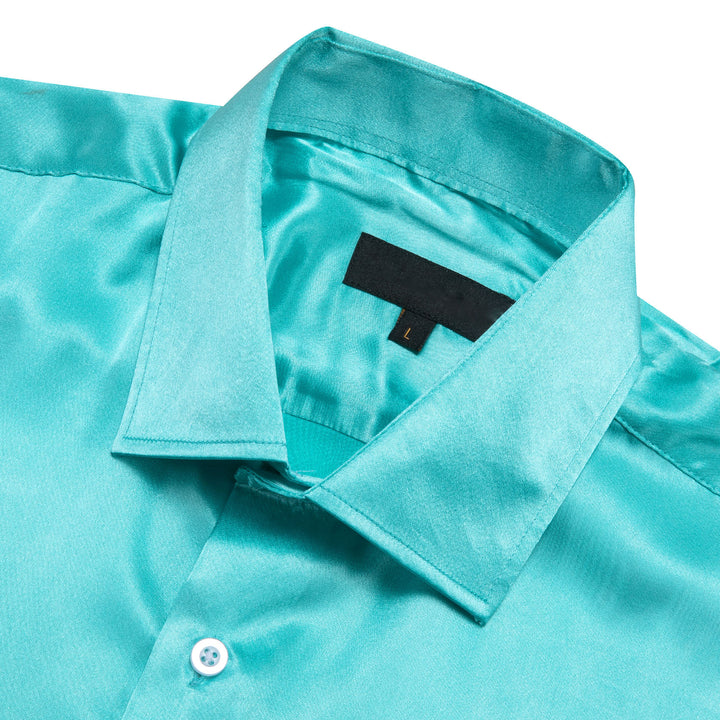 blue satin mens shirt