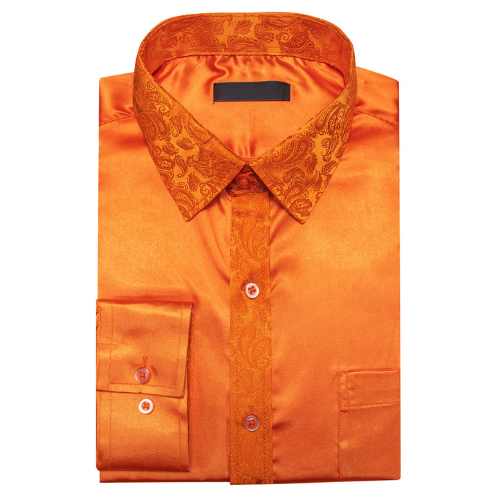 men's orange button up shirt