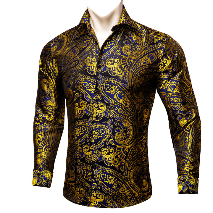 mens gold blue shirt