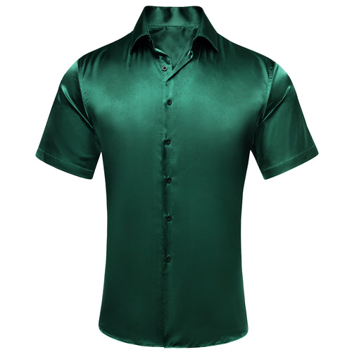 Prestige Green Medusa Silky Short Sleeve Shirt Italian Design DPP340