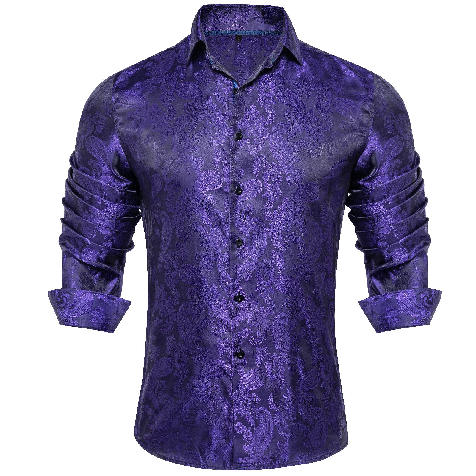 Dark Purple Paisley Style Silk Men's Long Sleeve Shirt – ties2you