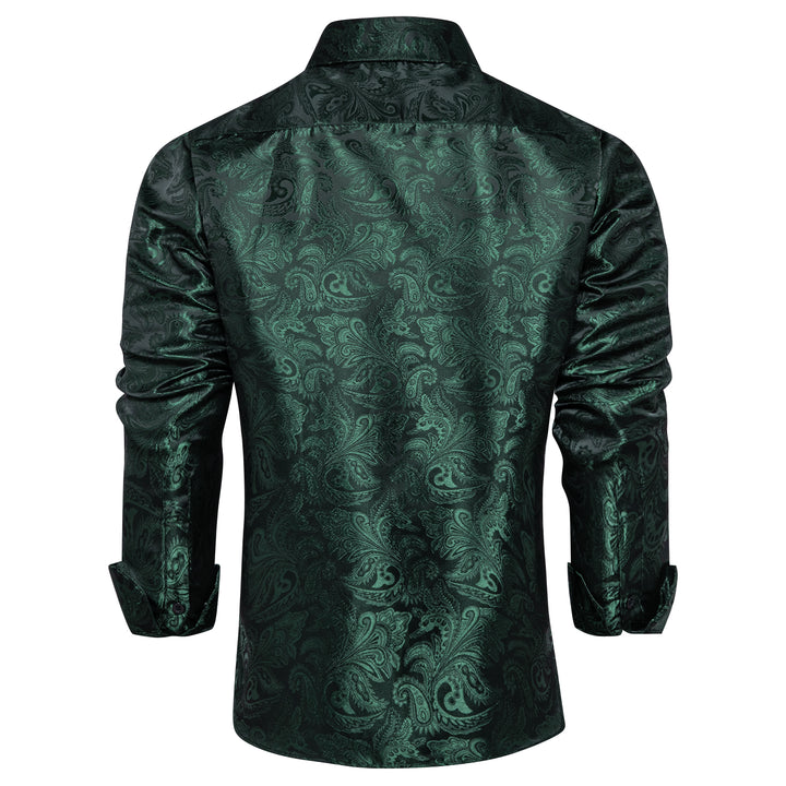 Olive Green Paisley Long Sleeve Shirt