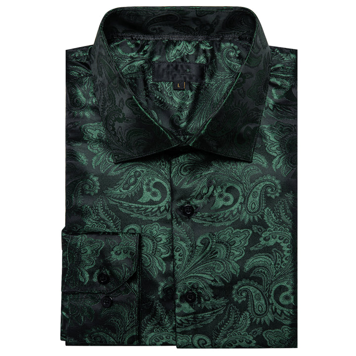 Olive Green Paisley Long Sleeve Shirt