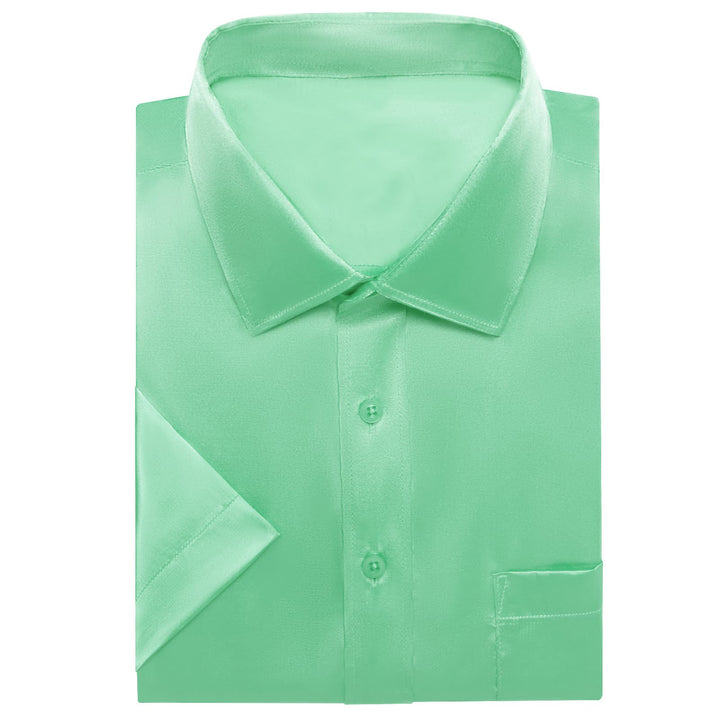 men green silk shirt