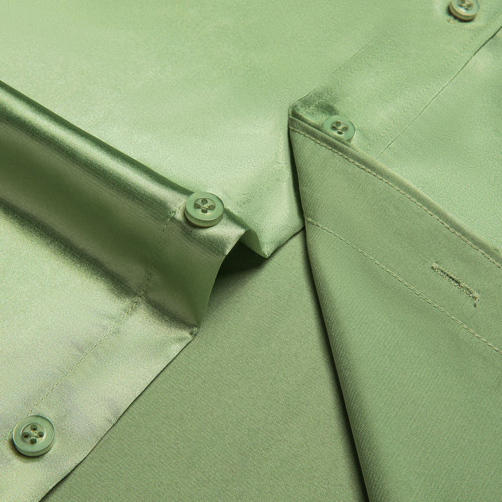 green silk button down shirt