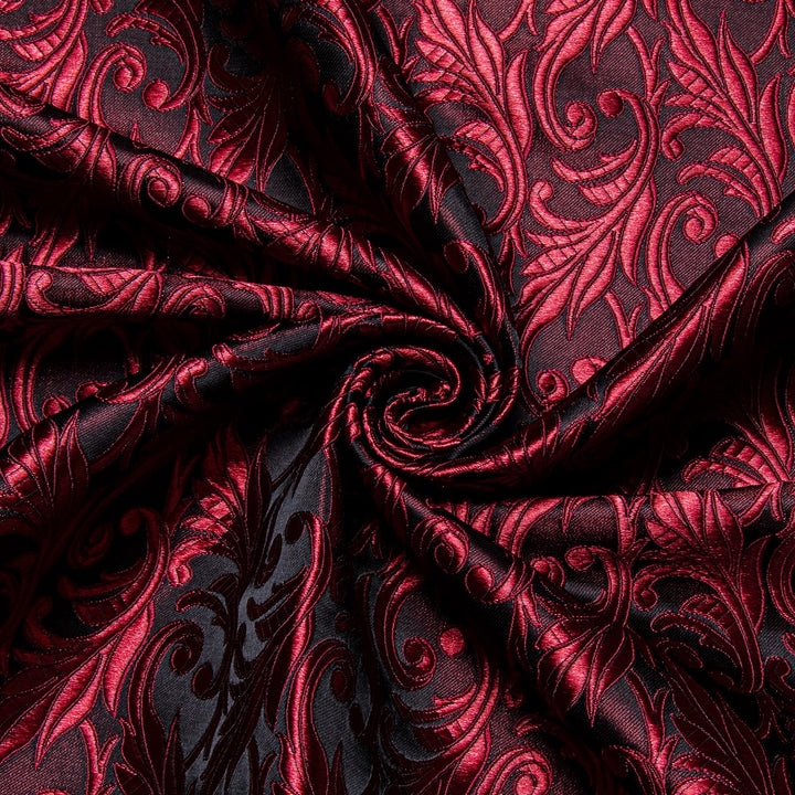 fashion wedding design paisley dark burgundy red silk shirt mens