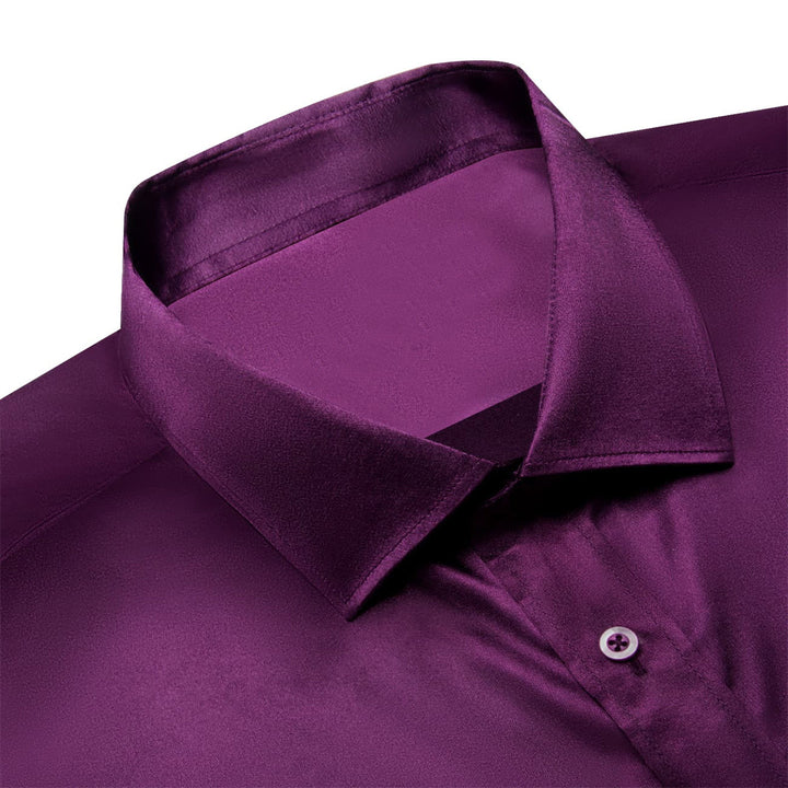 classic deep purple satin solid silk mens french cuff dress shirts