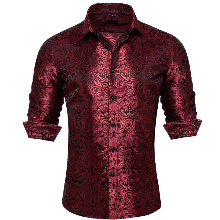 burgundy shirt