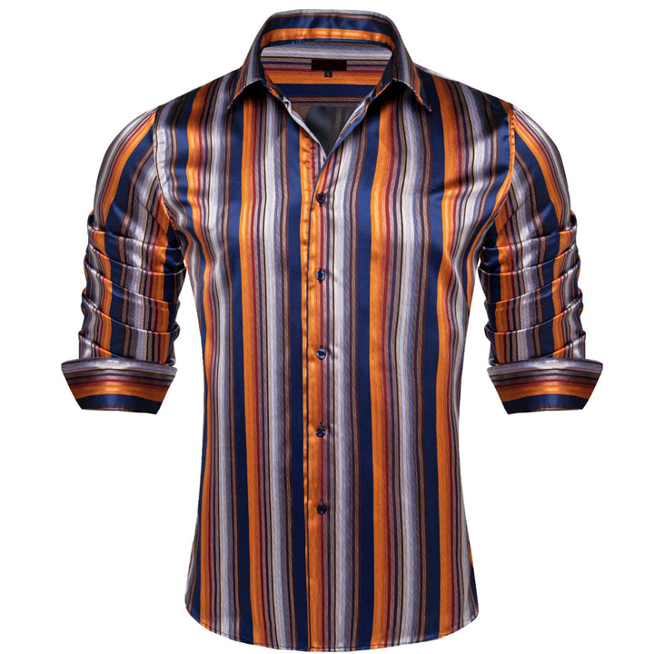 blue orange striped shirt