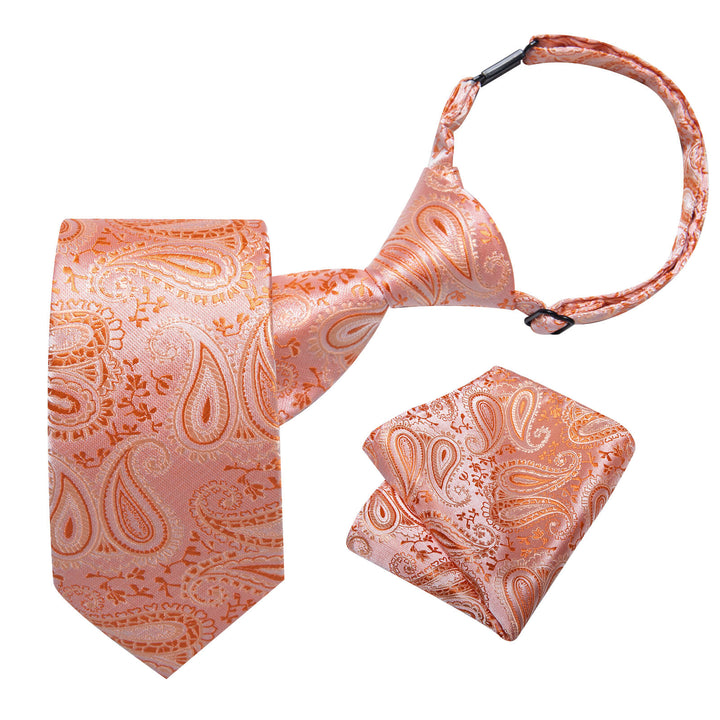 Pink Orange Paisley Silk Boys Tie