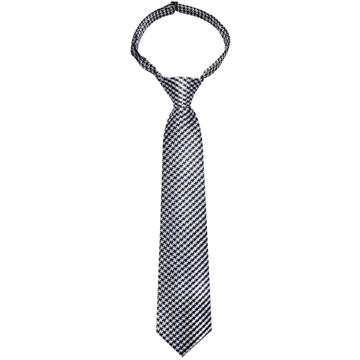 Black White Striped Silk Tie