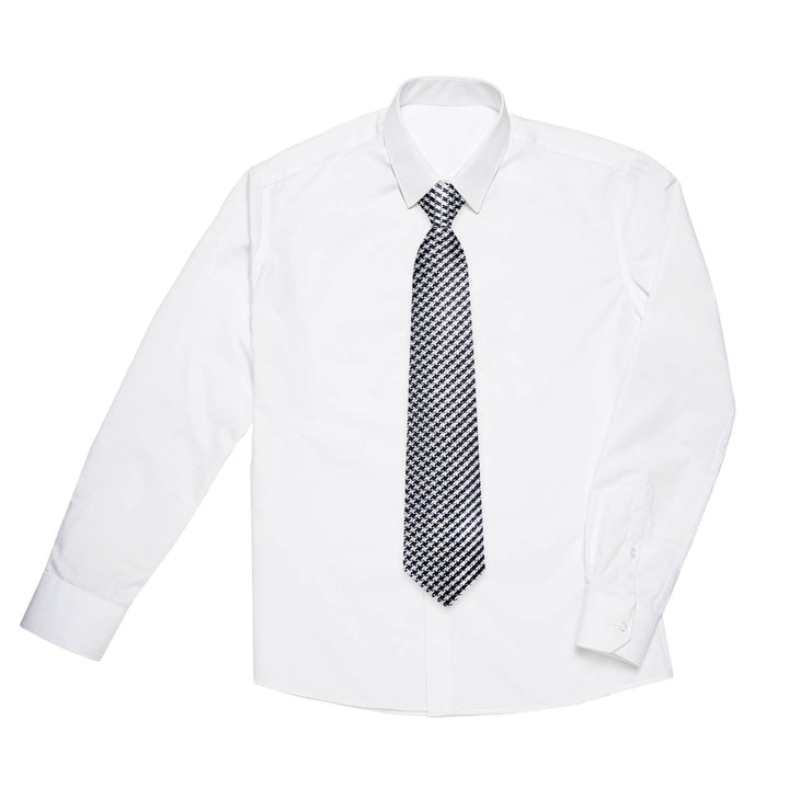 Black White Striped Silk Tie