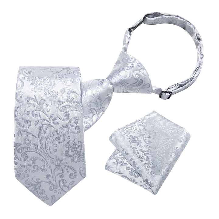  Light Grey Floral Silk Boys Ties