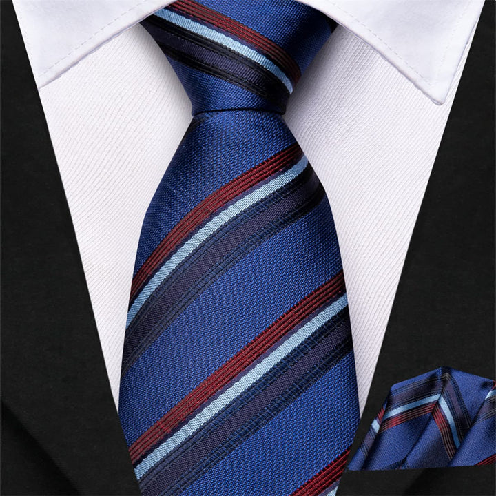 red and blue tie