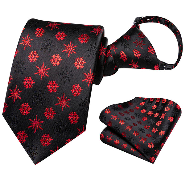 Ties2you Kids Tie Black Red Christmas Snow Children Pre-Tied Necktie Hanky Set