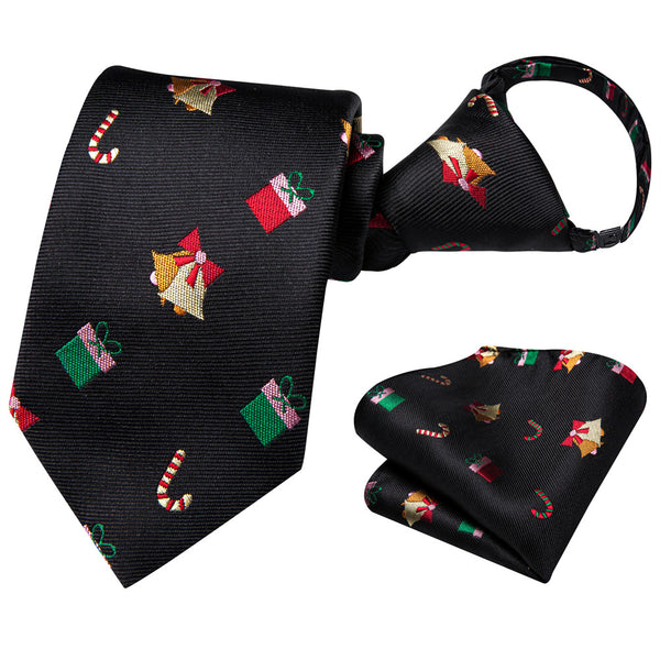 Ties2you Kids Tie Black Christmas Elements Children Pre-Tied Necktie Hanky Set