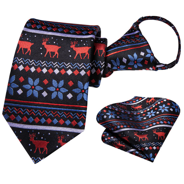 Ties2you Kids Tie Black Red Christmas Elements Children Pre-Tied Necktie Hanky Set