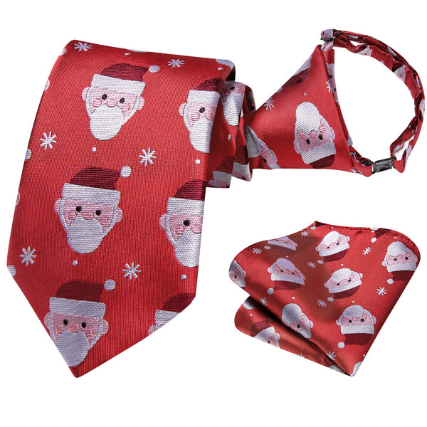 Ties2you Kids Tie Red Santa Claus Christmas Children Pre-Tied Necktie Hanky Set