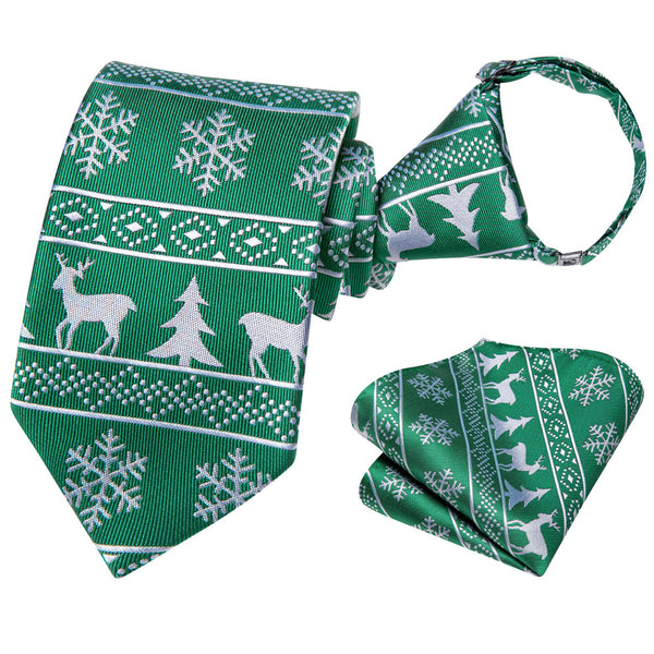 Ties2you Kids Tie Green Christmas Elements Children Pre-Tied Necktie Hanky Set