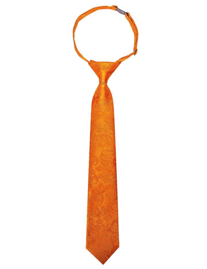 fashion paisley hot orange tie suit boy's tie pocket square set