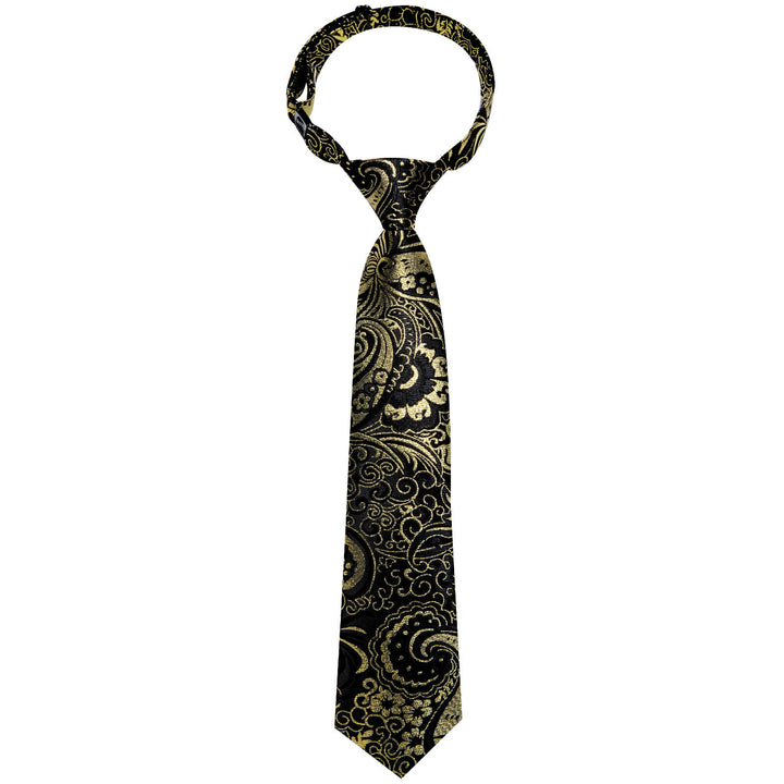 Black Gold Floral Silk Boys Ties