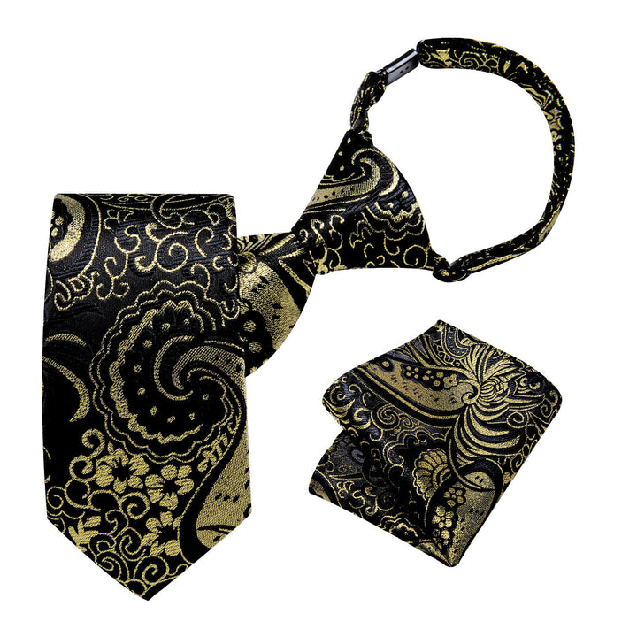 Black Gold Floral Silk Boys Ties