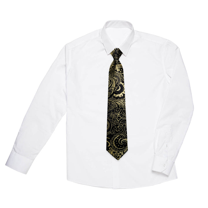 Black Gold Floral Silk Boys Ties