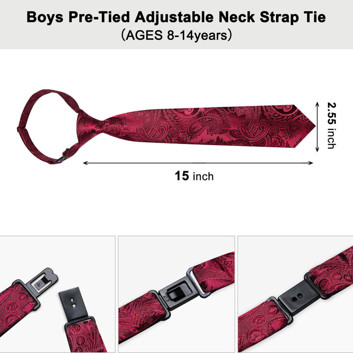 Burgundy Red Paisley Silk Boys Ties 