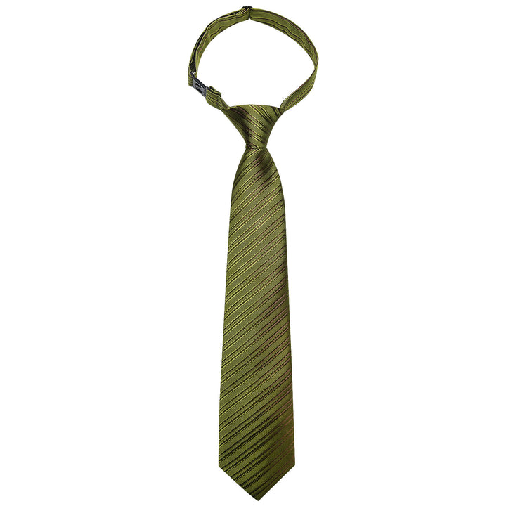 Olive Drab Green Striped Silk Tie