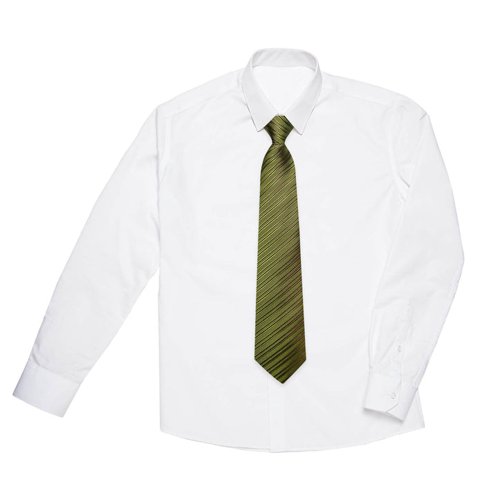 Olive Drab Green Striped Silk Tie