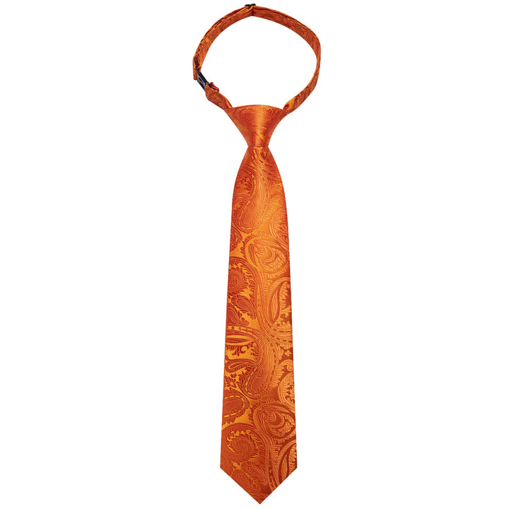 Tiger Orange Paisley Silk Boys Ties