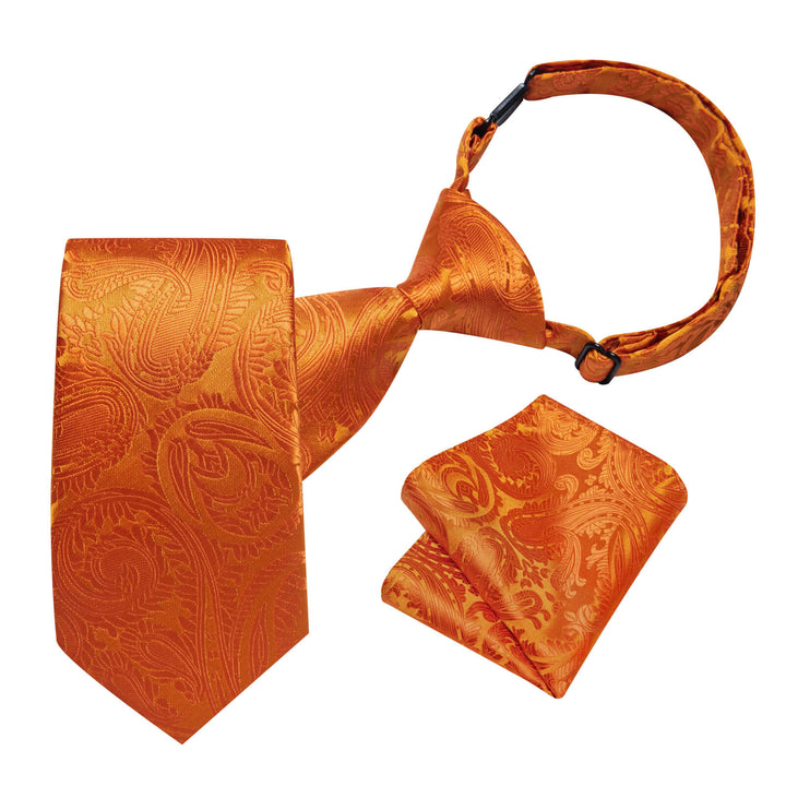 Tiger Orange Paisley Silk Boys Ties