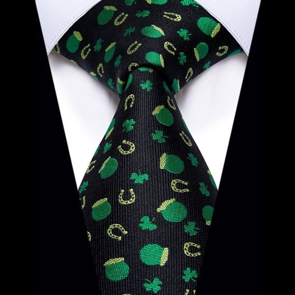 Ties2you Green Clover Botanical Tie Men's Necktie