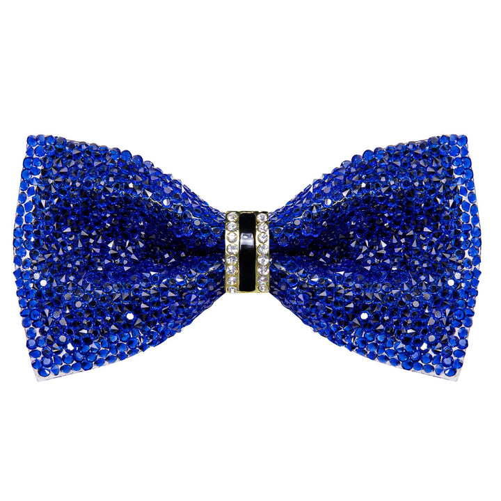 Luxurious Exquisite Cobalt Blue Imitated Crystal Rhinestone Party Dress Suit Bow Ties -Pre Tied Sequin Adjustable Length Bowties for Mens