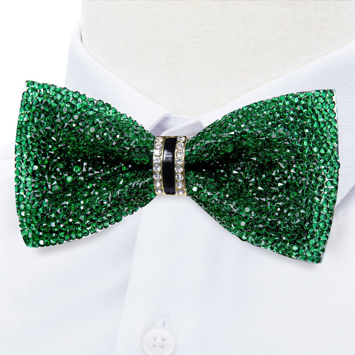 Luxurious Exquisite Emerald Green Imitated Crystal Rhinestone Party Dress Suit Bow Ties -Pre Tied Sequin Adjustable Length Bowties for Mens?¡é