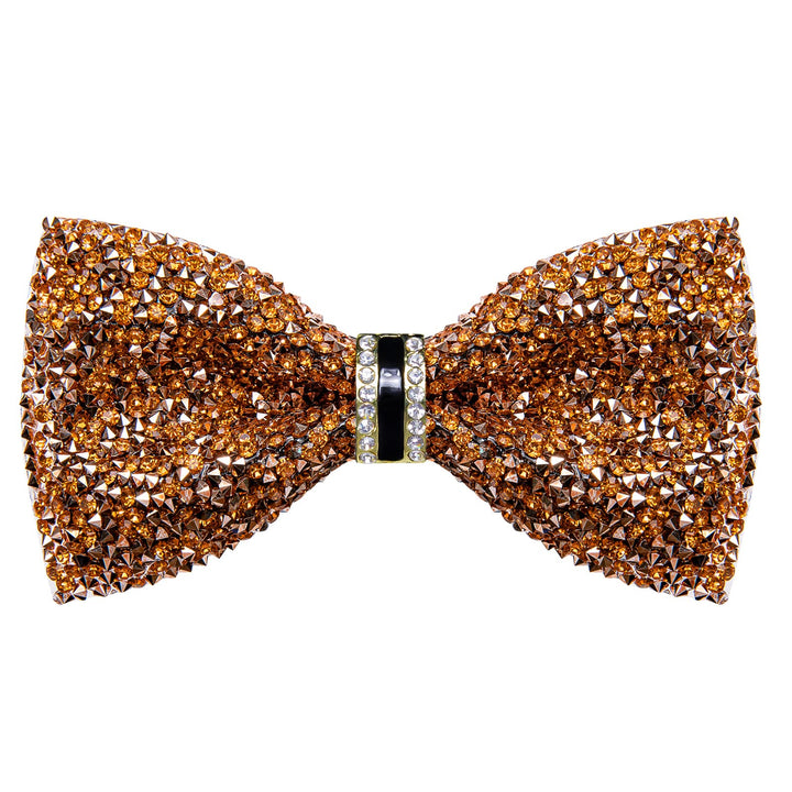 Luxurious Exquisite Golden Imitated Crystal Rhinestone Bow Ties -Pre Tied Sequin Adjustable Length Bowties for Mens Wedding Party Dress Suit