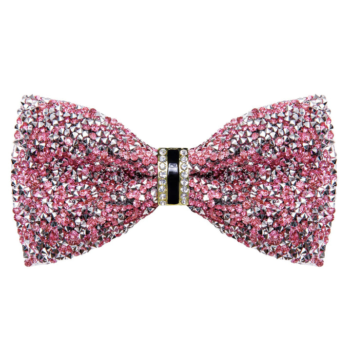 Pink Silver Imitated Rhinestone Bow Ties for Men -Pre Tied Sequin Bowties Men with Adjustable Length for Wedding Party