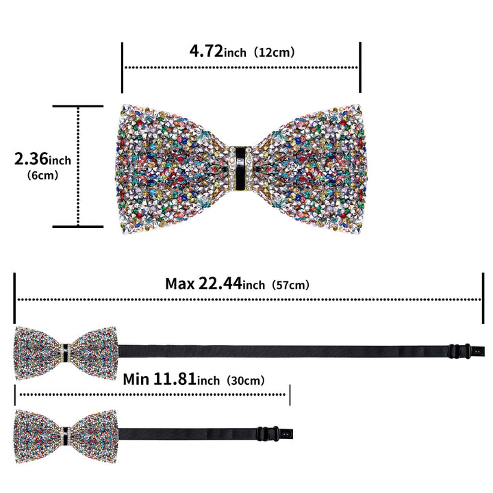 fashion mix colors pre tied bow ties for  men with Rhinestones Imitated Crystal 