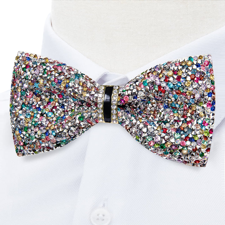 fashion mix colors pre tied bow ties for  men with Rhinestones Imitated Crystal 