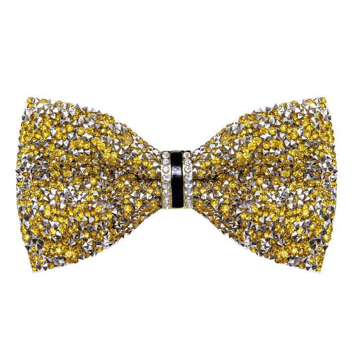 yellow silver mens pre tied bow ties wedding party tuxedo bowtie with Rhinestones Imitated Crystal 